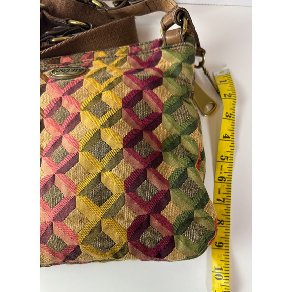 FOSSIL Diamond Tapestry Zip Crossbody Shoulder Bag Geo Hippie Boho Festival - Picture 8 of 14